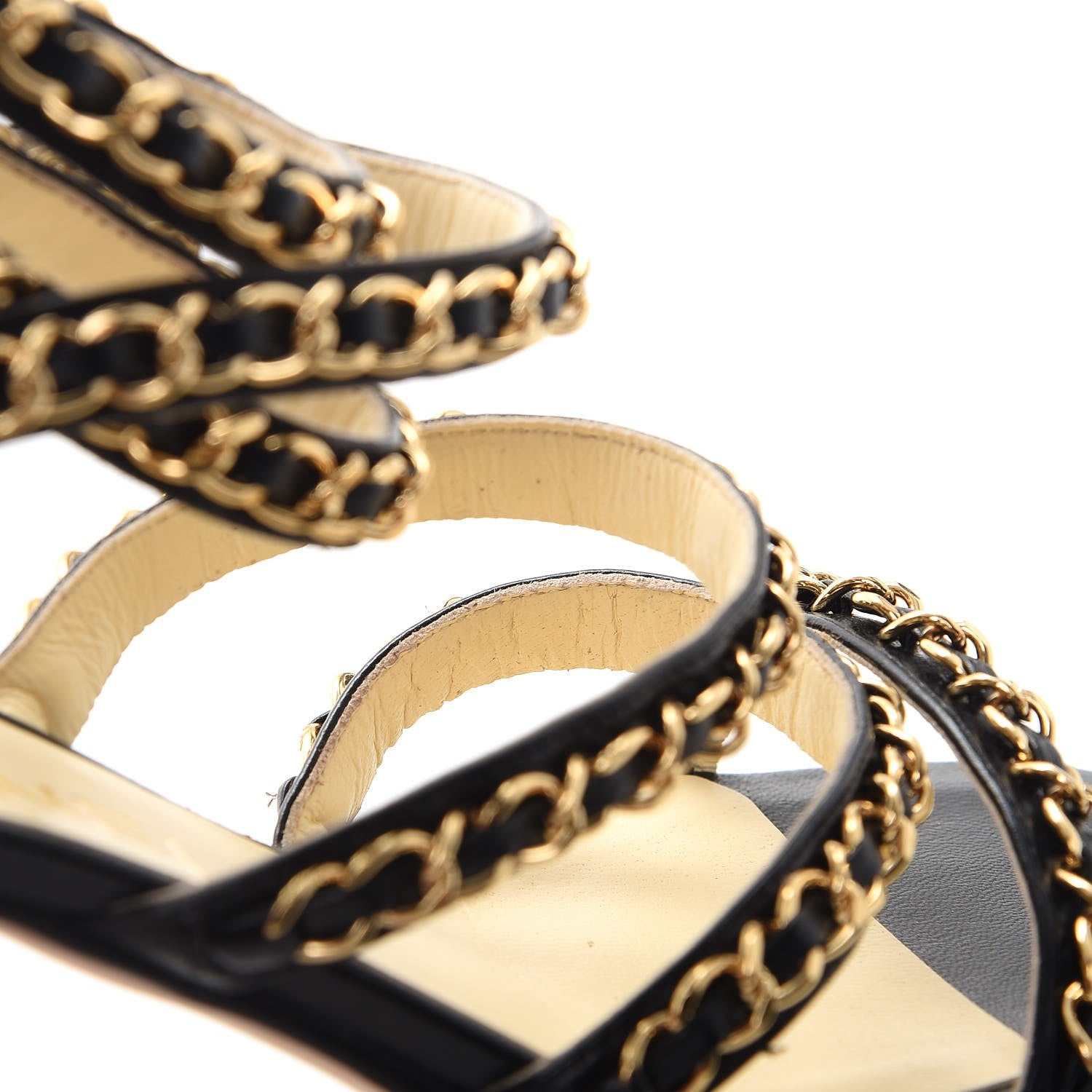 Chanel Lambskin CC Chain Sandals 35 Black 19 of 19
