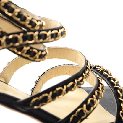 Chanel Lambskin CC Chain Sandals 35 Black 19 of 19