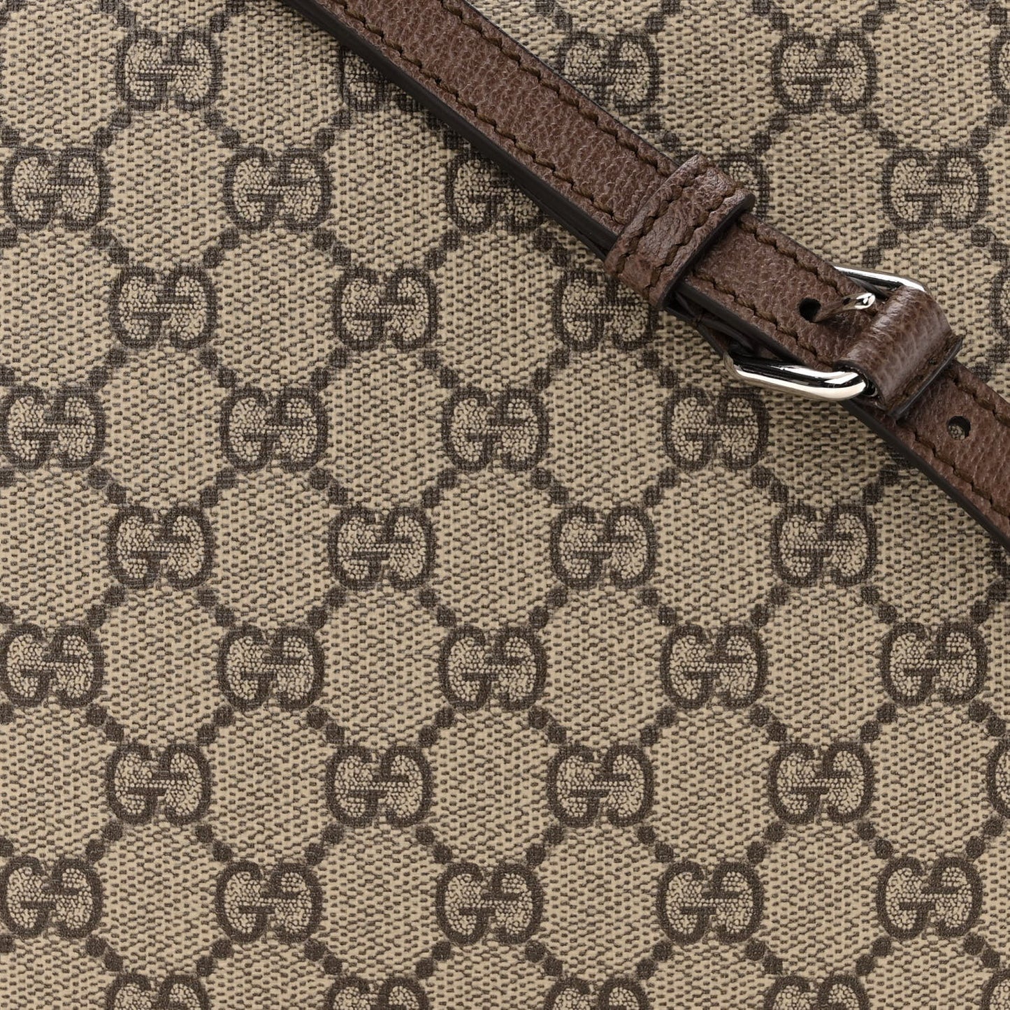 GG Supreme Monogram Textured Calfskin Square Messenger Bag Beige Ebony New Acero