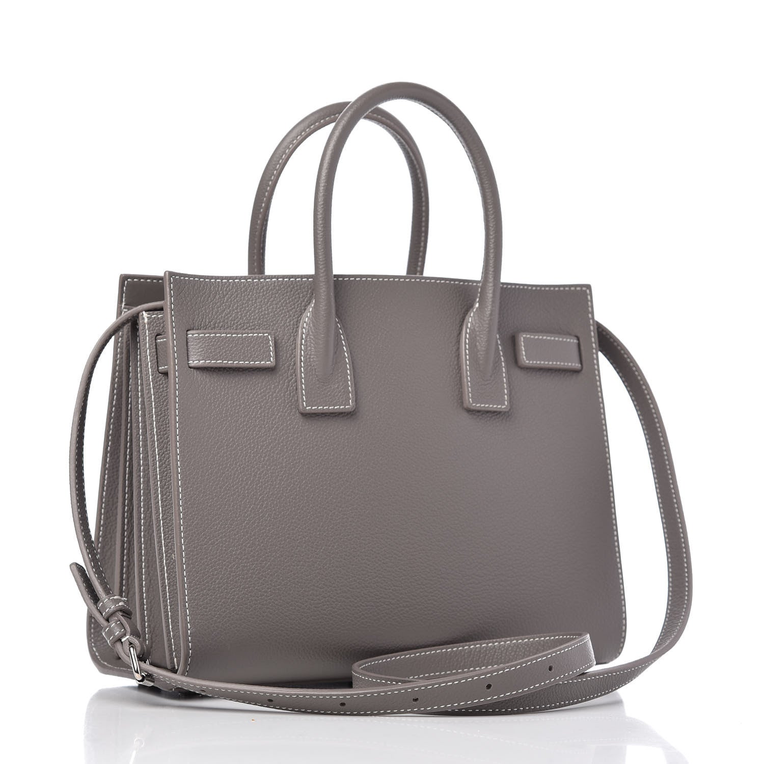 Saint Laurent Grained Calfskin Topstich Baby Sac De Jour Fog 3 of 10