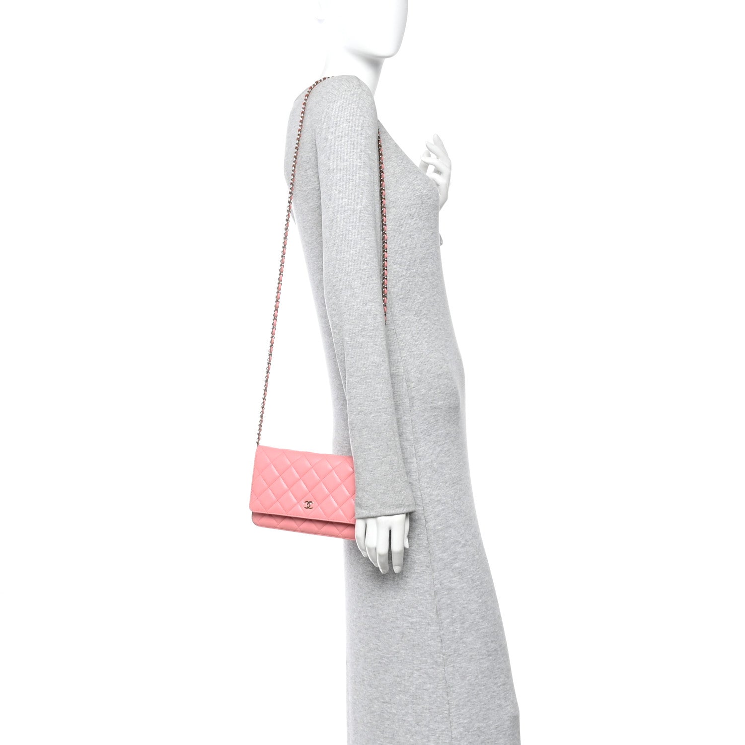 Chanel Caviar Quilted Wallet on Chain WOC Pink 2 of 10