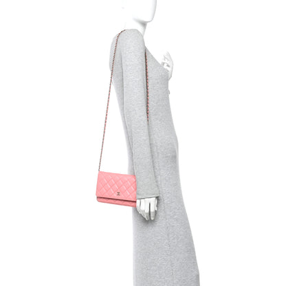Chanel Caviar Quilted Wallet on Chain WOC Pink 2 of 10