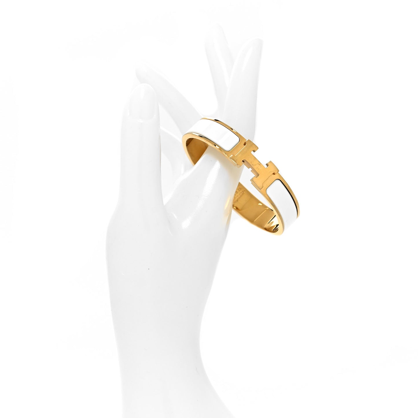 Enamel Narrow Clic Clac H Bracelet PM White