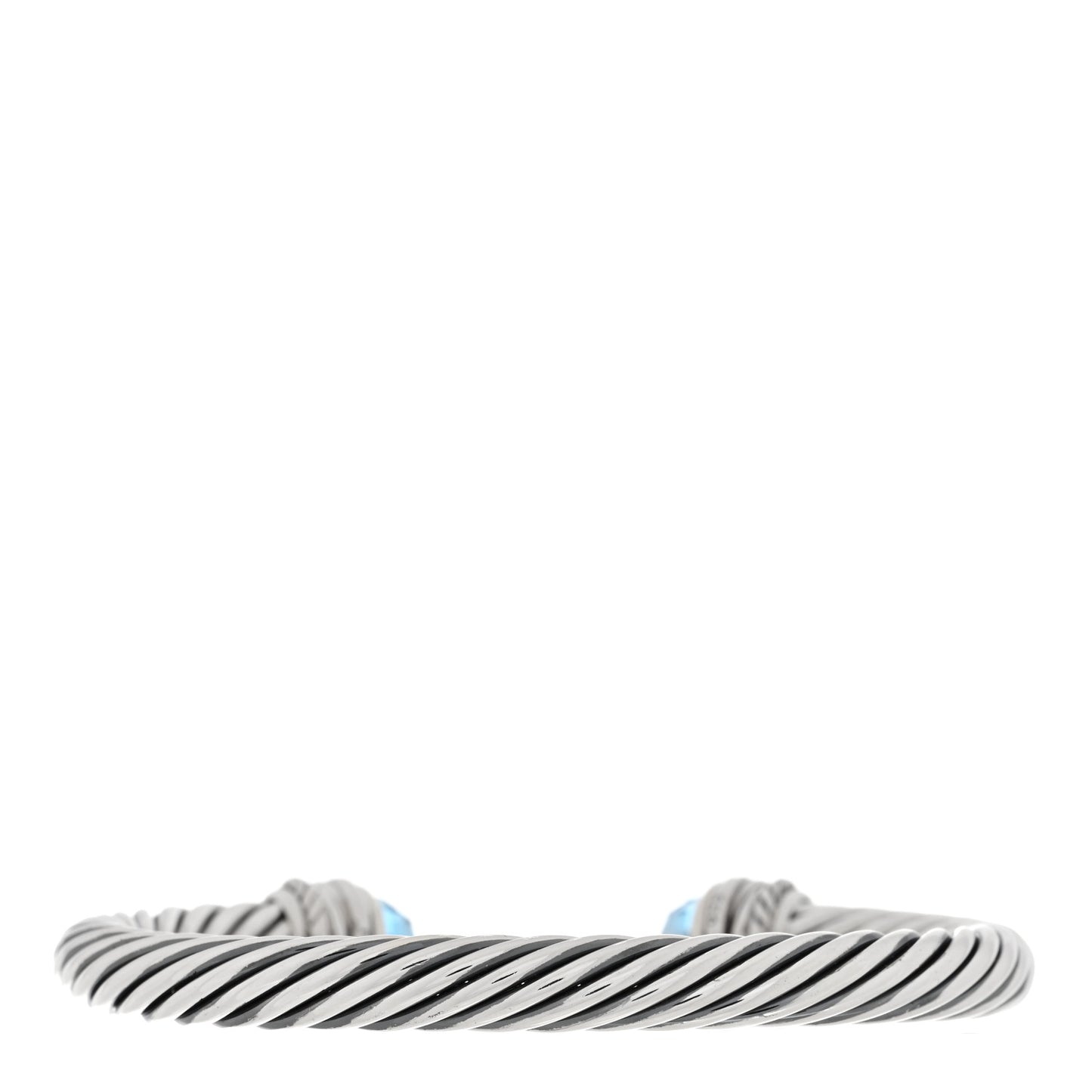 Sterling Silver Diamond Hampton Blue Topaz 7mm Cable Classics Crossover Bracelet