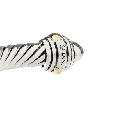 David Yurman Sterling Silver 14K Yellow Gold Diamond 5mm Cable Classics Pave Domes Bracelet 4 of 5
