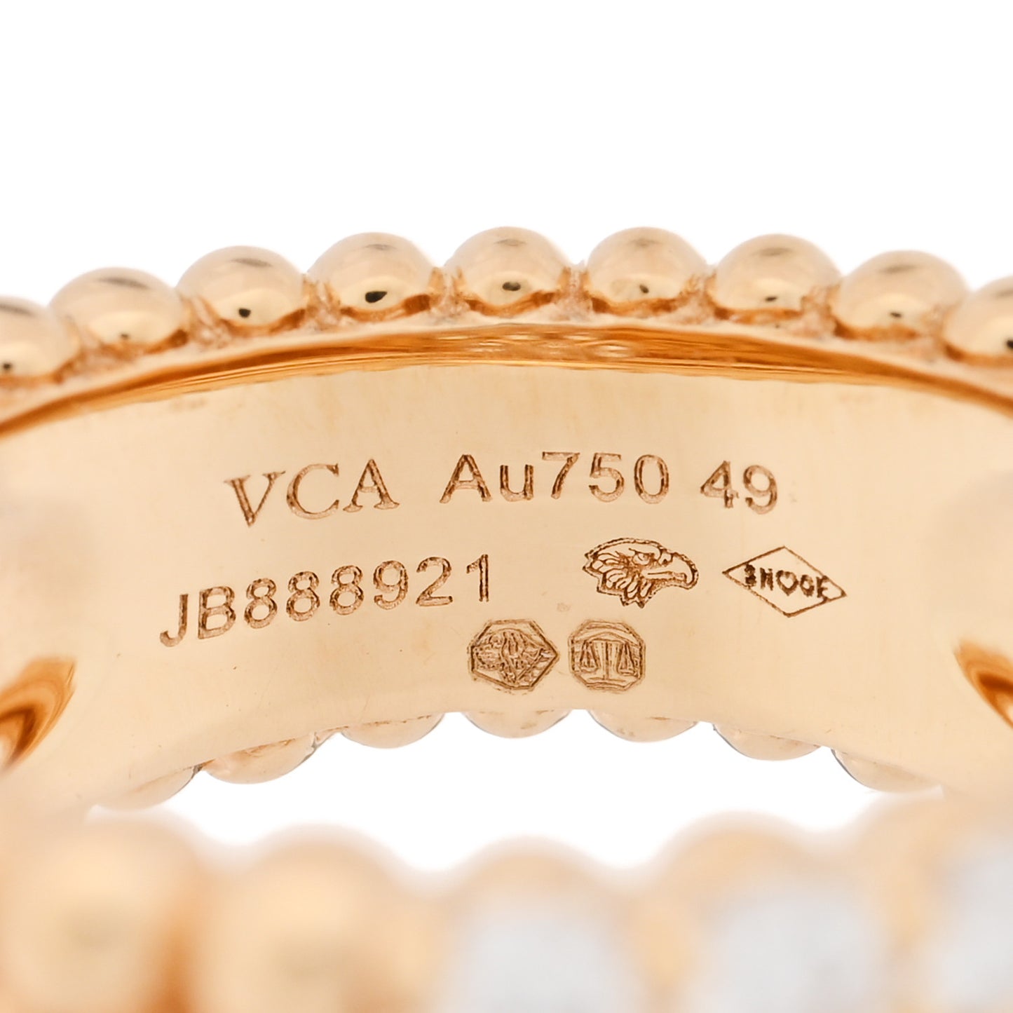 18K Yellow Gold Diamond Perlee 5 Rows Ring 49 5