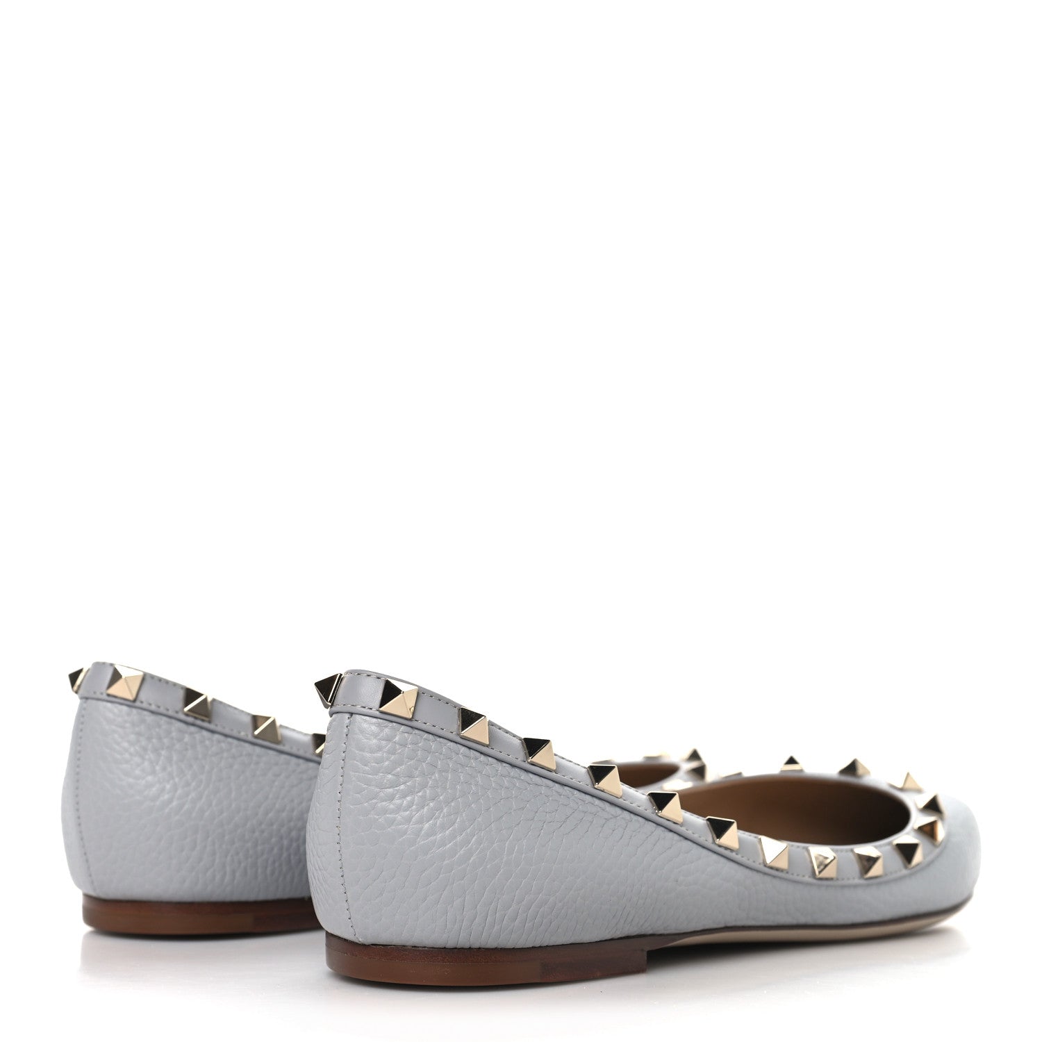Valentino Garavani Pebbled Calfskin Rockstud Ballerina Flats 40 Pastel Grey 5 of 9