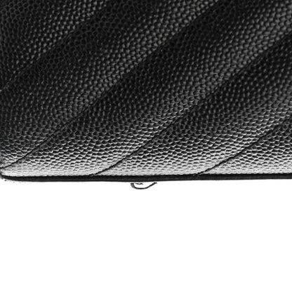 Saint Laurent Grain De Poudre Matelasse Chevron Medium Monogram Satchel Black 15 of 20