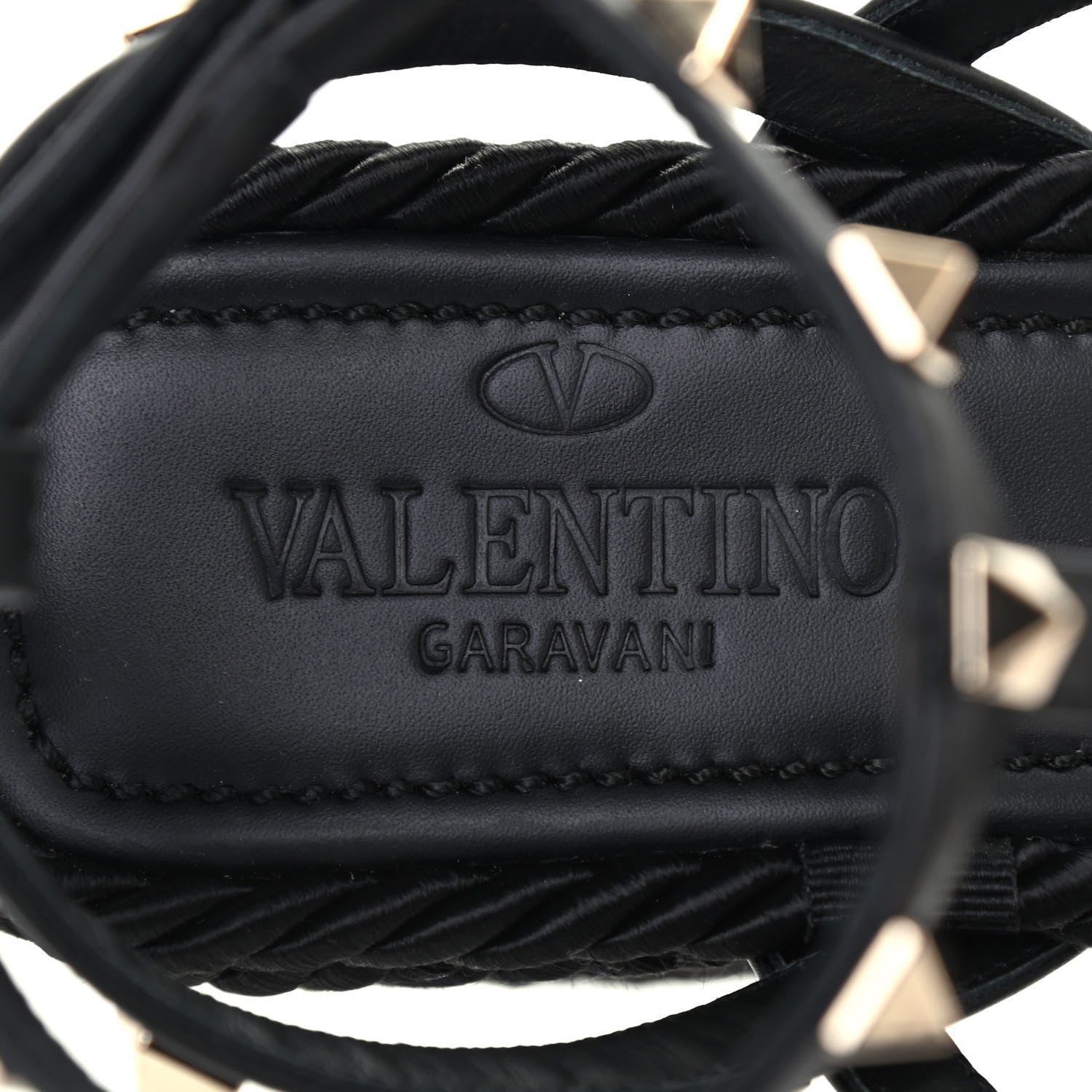 Valentino Garavani Calfskin Rockstud Ankle Strap Torchon Espadrille Caged 25/95mm Wedge Sandals 36 Black 7 of 8