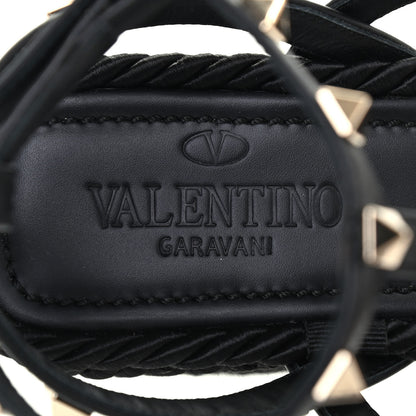 Valentino Garavani Calfskin Rockstud Ankle Strap Torchon Espadrille Caged 25/95mm Wedge Sandals 36 Black 7 of 8