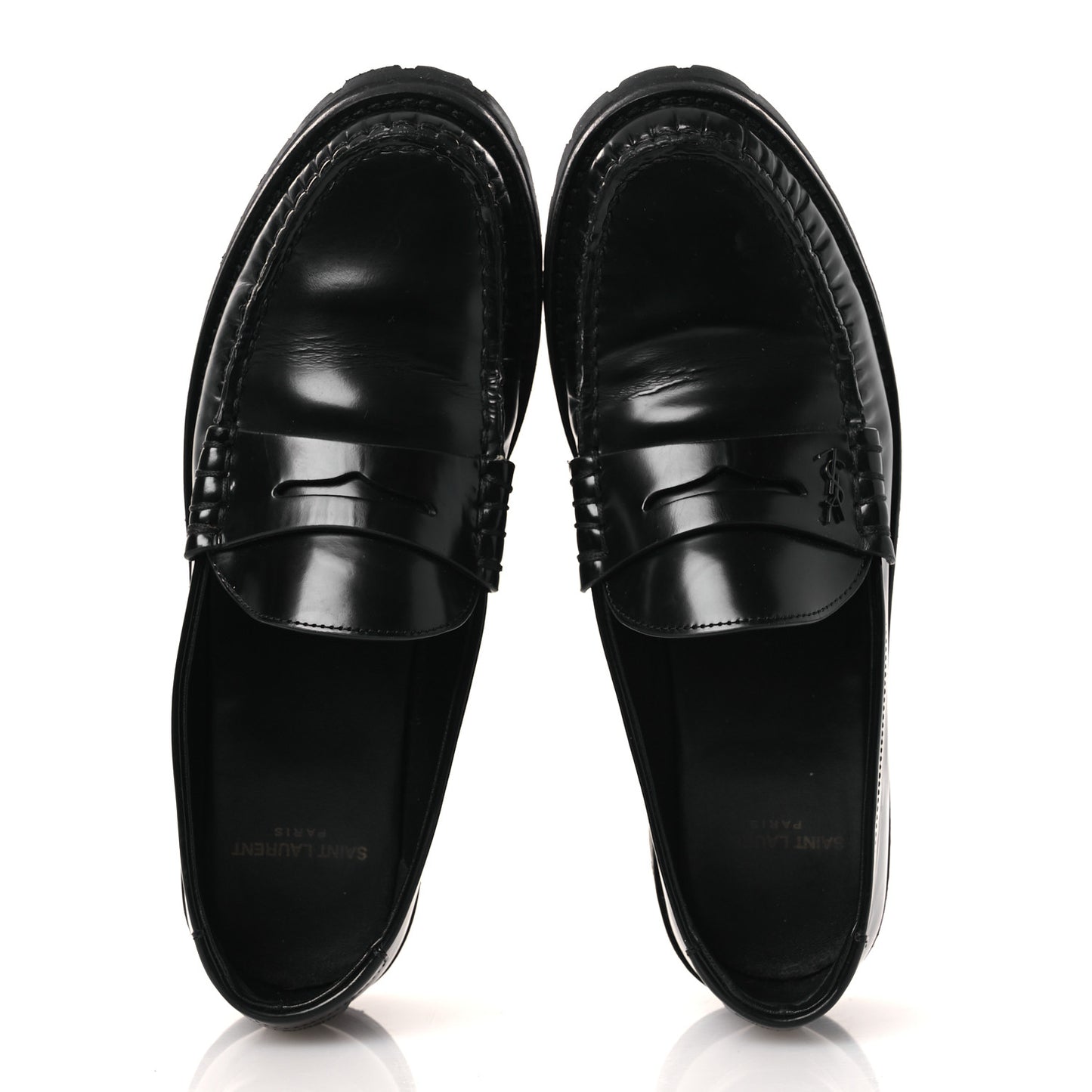 Glazed Calfskin Chunky Le Loafer Penny Slippers 39 Black
