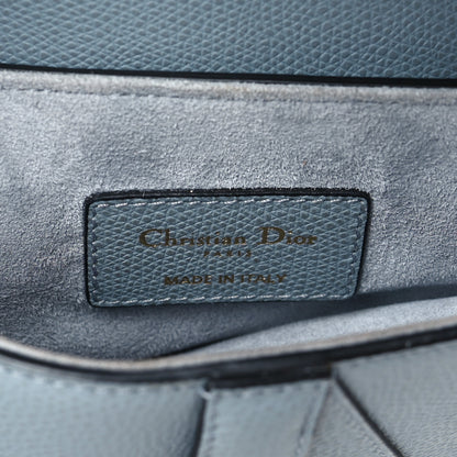 Christian Dior Grained Calfskin Saddle Bag Sky Blue 6 of 9
