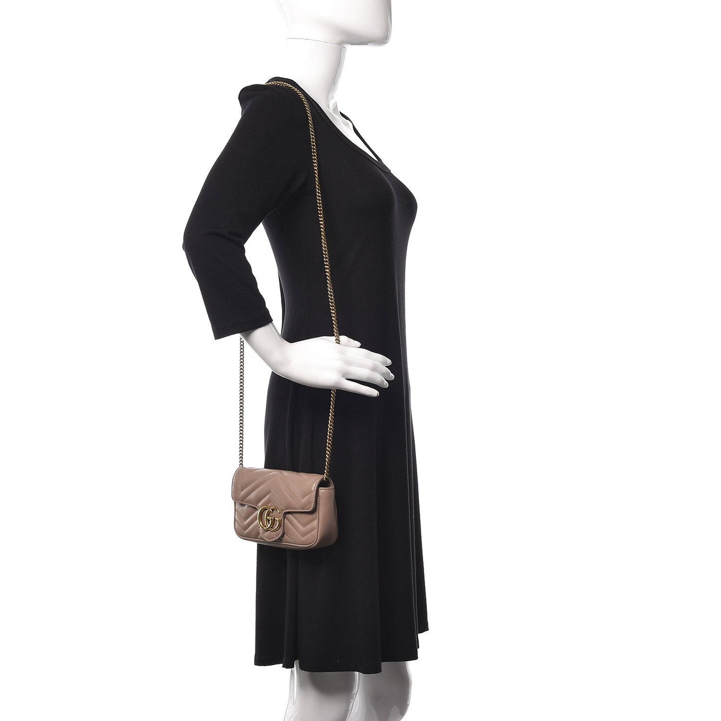 Calfskin Matelasse Super Mini GG Marmont Shoulder Bag Porcelain Rose