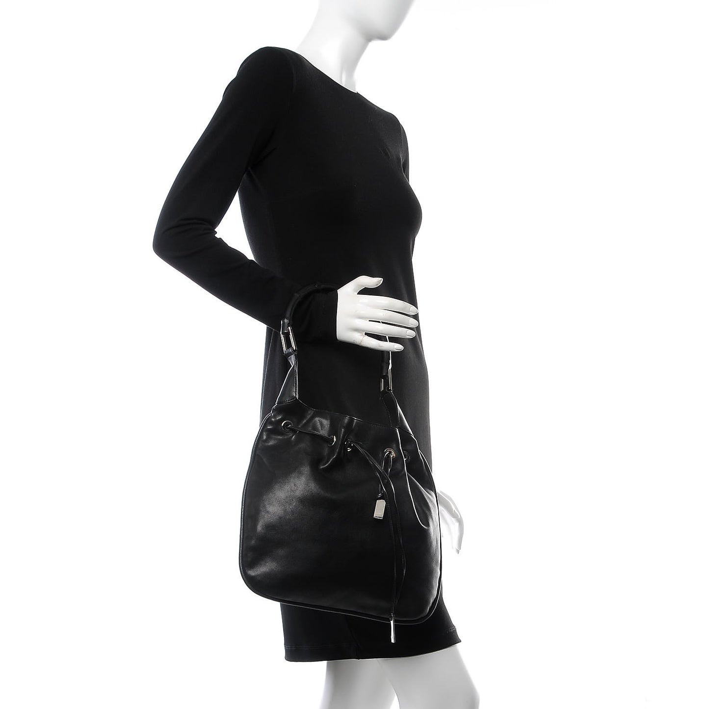 Calfskin Bamboo Top Handle Bag Black