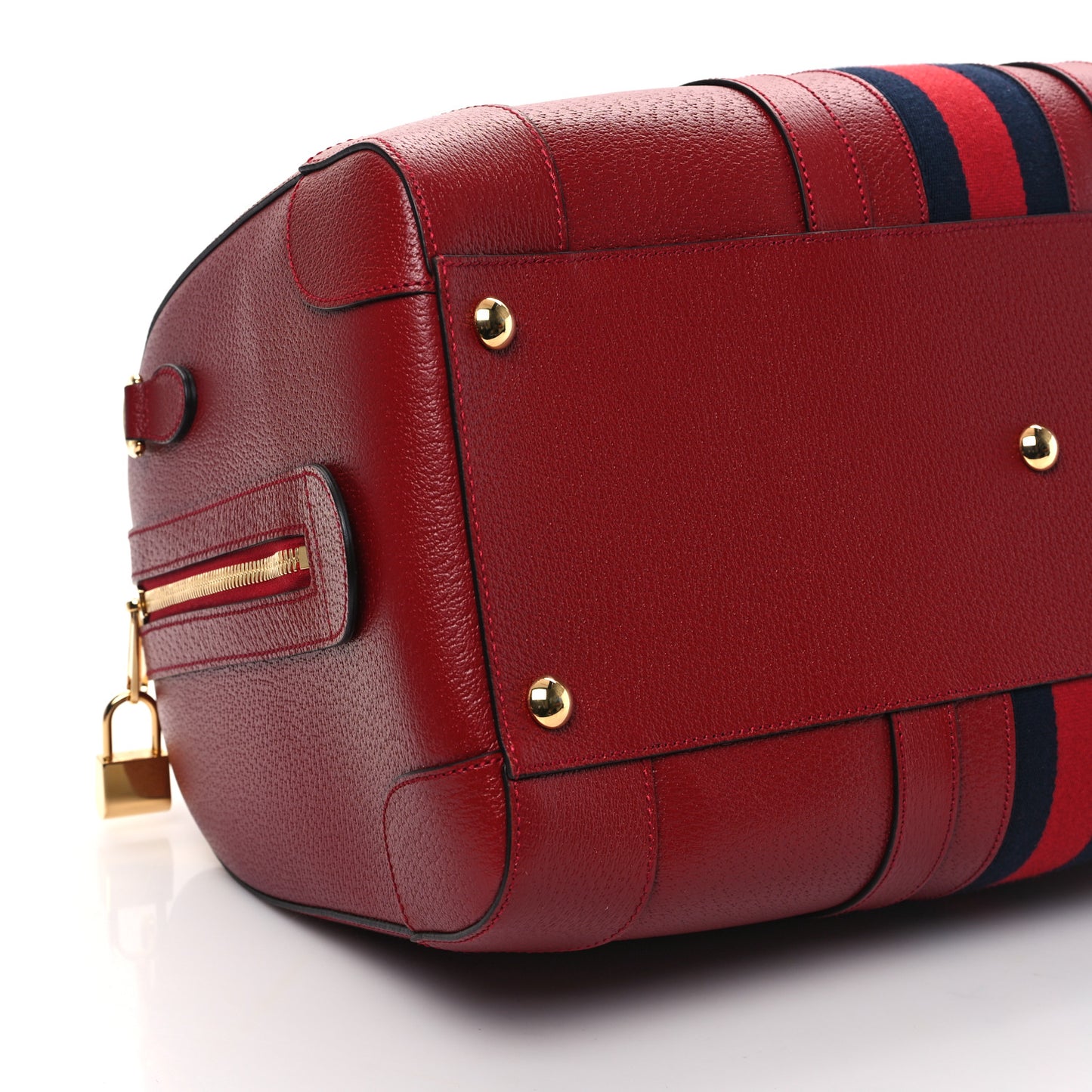 Textured Dollar Calfskin Web Medium Savoy Duffle Bag Red