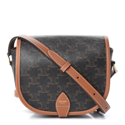 Celine Triomphe Canvas Medium Folco Bag Tan 1 of 11