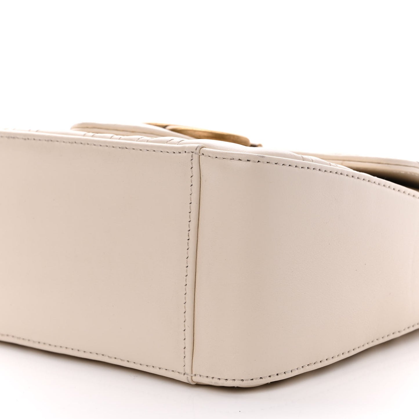 Calfskin Matelasse Mini GG Marmont Top Handle Shoulder Bag White