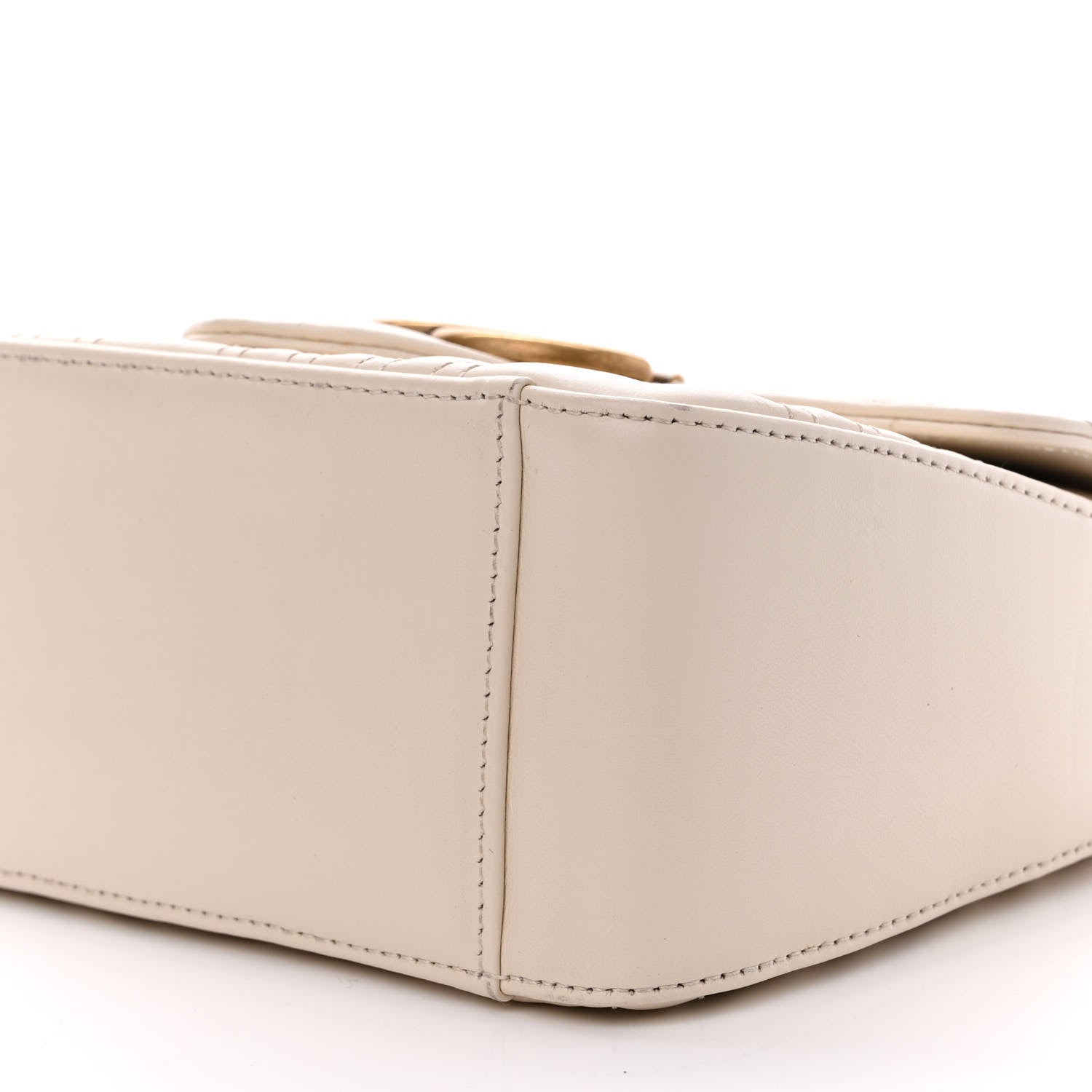 Gucci Calfskin Matelasse Mini GG Marmont Top Handle Shoulder Bag White 10 of 14