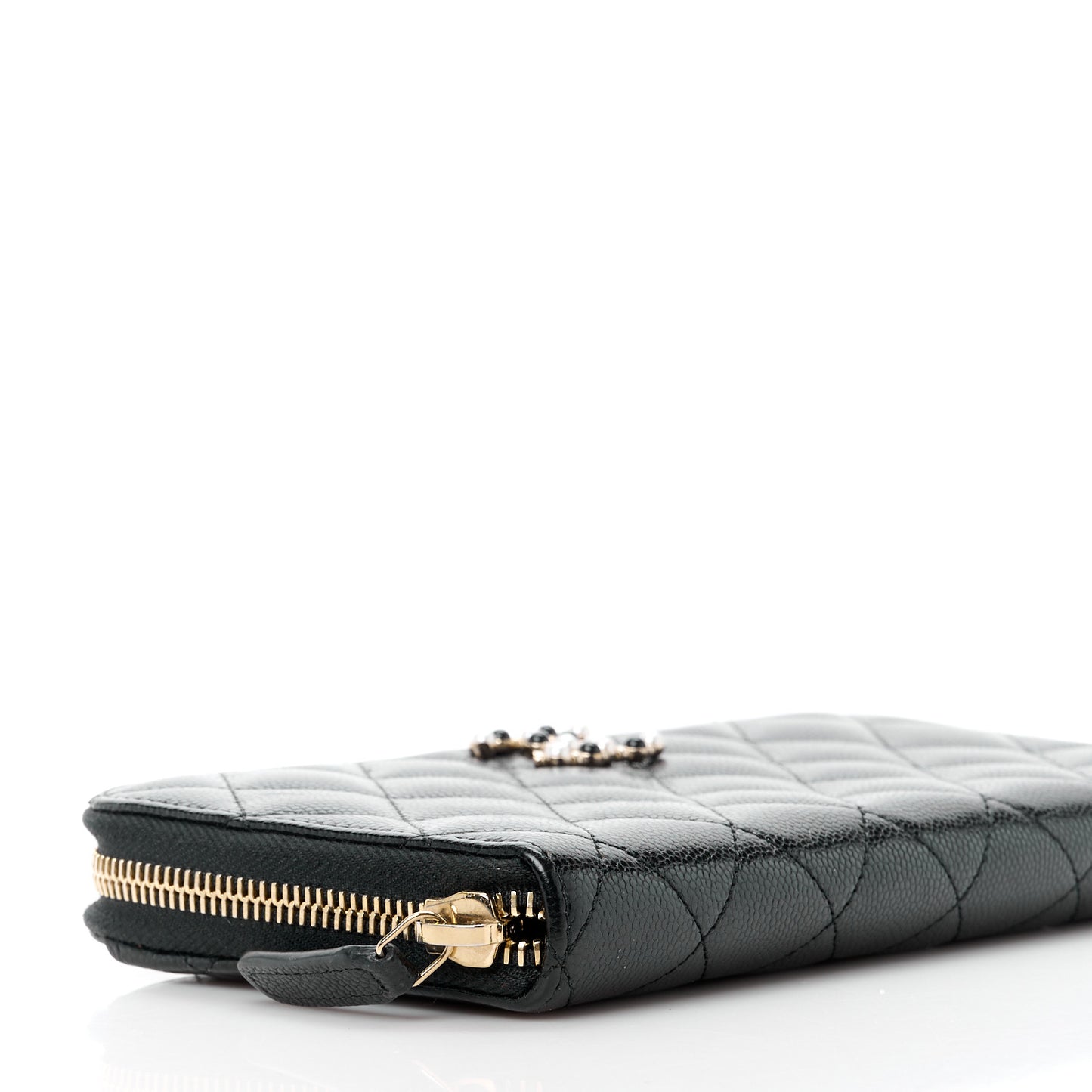 Caviar Quilted Pearl Coco Candy Large Gusset Zip Black