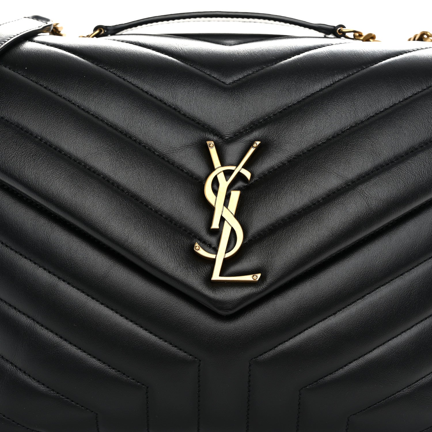 Saint Laurent Calfskin Y Quilted Monogram Medium Loulou Chain Satchel Black 8 of 10