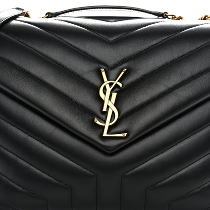 Saint Laurent Calfskin Y Quilted Monogram Medium Loulou Chain Satchel Black 8 of 10