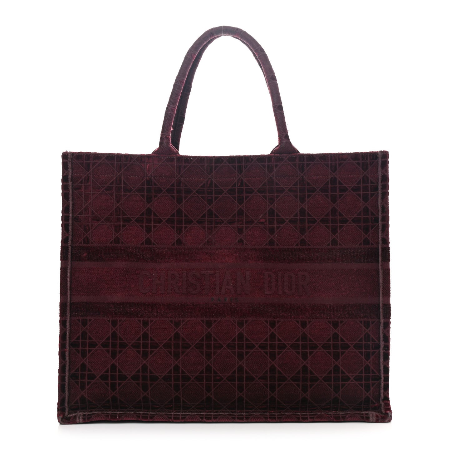 Velvet Cannage Large Book Tote Burgundy