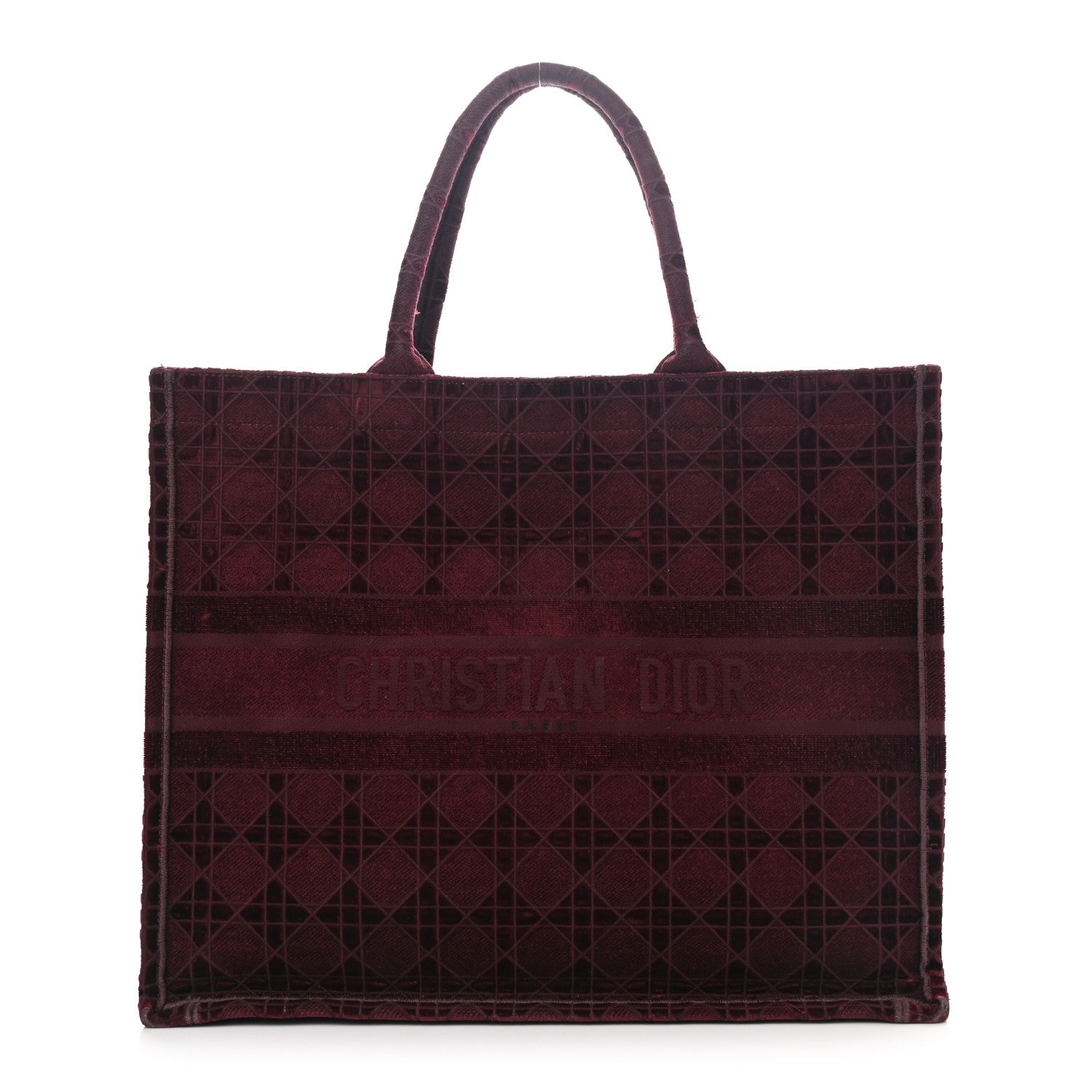 Christian Dior Velvet Cannage Large Book Tote Burgundy 1 of 11
