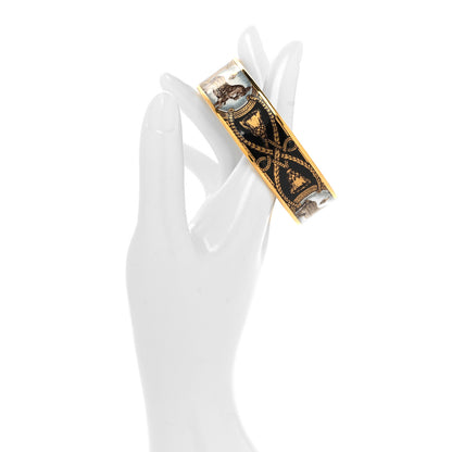 Hermes Enamel Printed Wide Grand Apparat Bracelet 70 Black 2 of 5