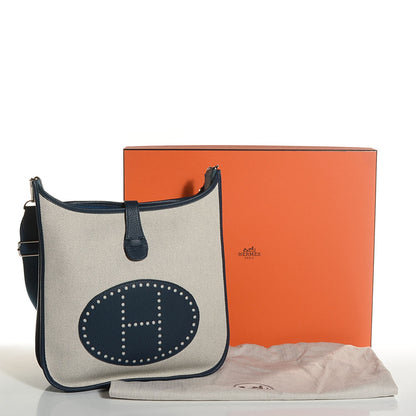 Hermes Toile Taurillon Clemence Evelyne III GM Bleu de Prusse 15 of 15