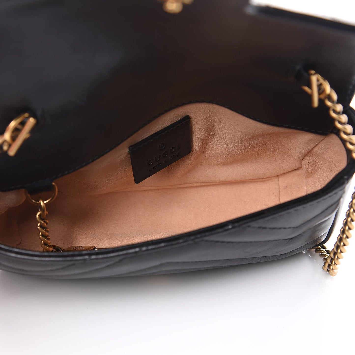 Calfskin Matelasse Super Mini GG Marmont Shoulder Bag Black