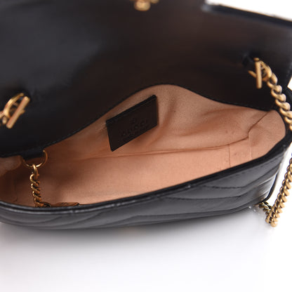 Gucci Calfskin Matelasse Super Mini GG Marmont Shoulder Bag Black 5 of 15