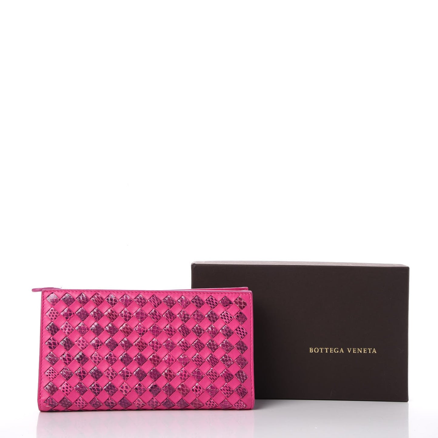 Nappa Ayers Intrecciato Clutch Wallet Pink
