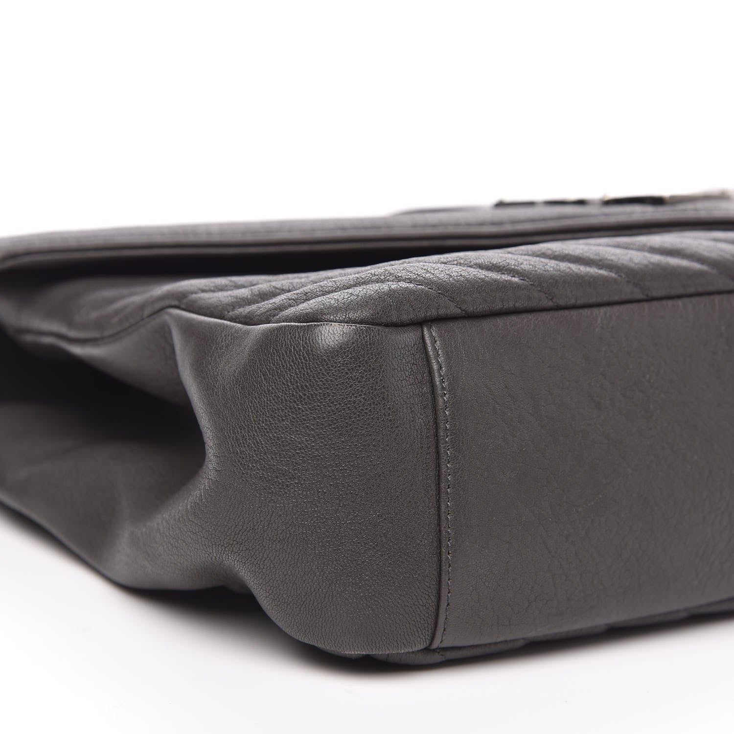 Saint Laurent Sheepskin Matelasse Chevron Monogram Large College Satchel Dark Anthracite 7 of 16