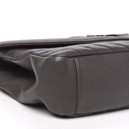 Saint Laurent Sheepskin Matelasse Chevron Monogram Large College Satchel Dark Anthracite 7 of 16