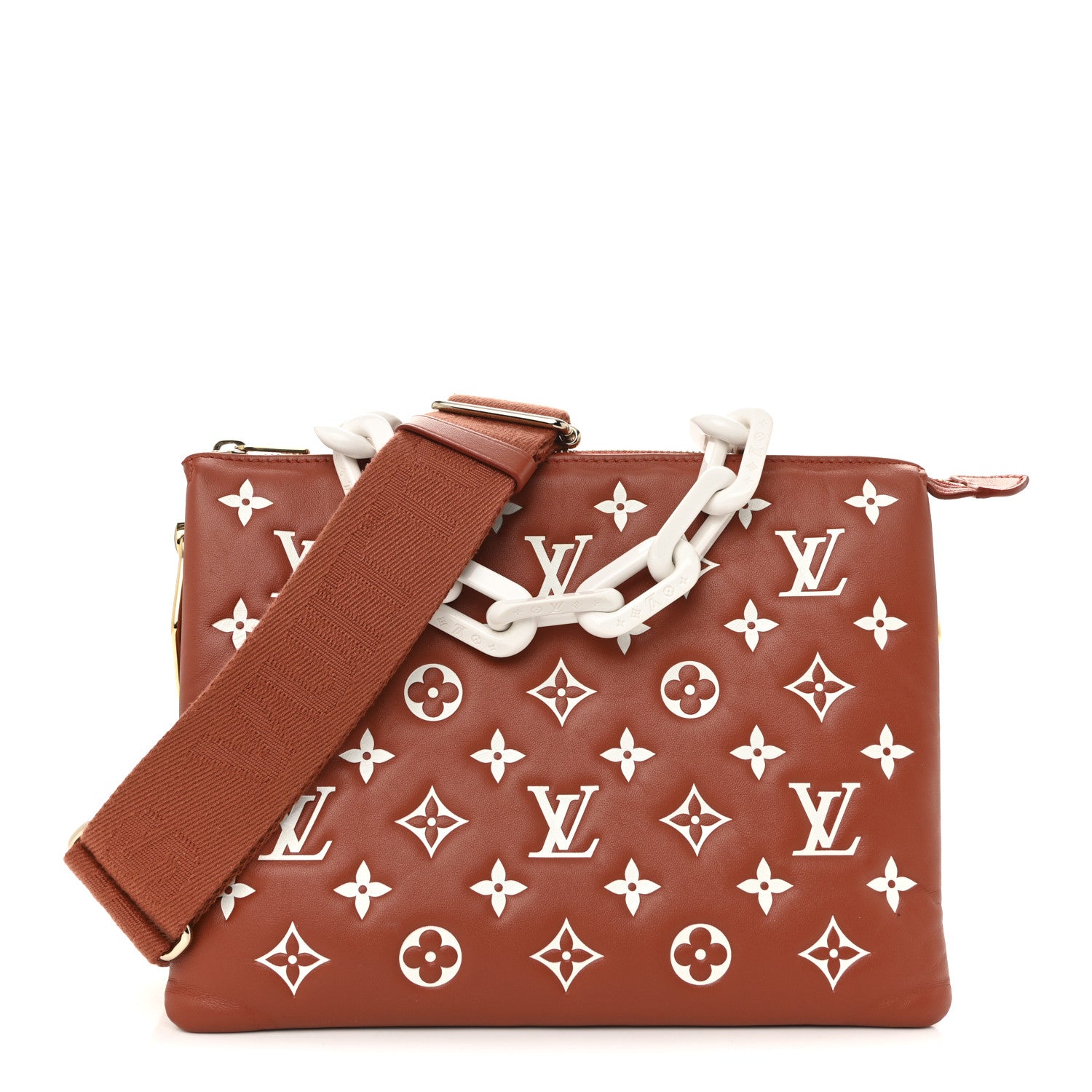 Louis Vuitton Lambskin Embossed Monogram Coussin PM Terracotta Brown 1 of 9