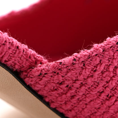 Chanel Tweed Grosgrain Cap Toe CC Slingback Pumps 37 Pink Black 11 of 12