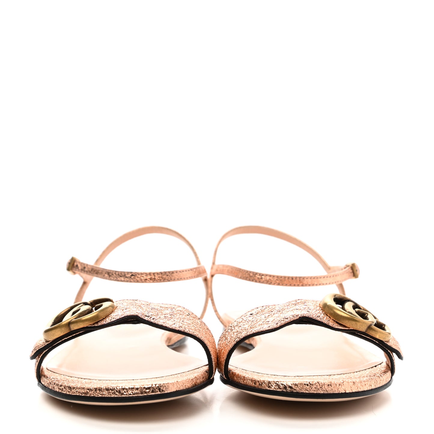 Galassia GG Marmont Ankle Wrap Flat Sandals 36 Salmone