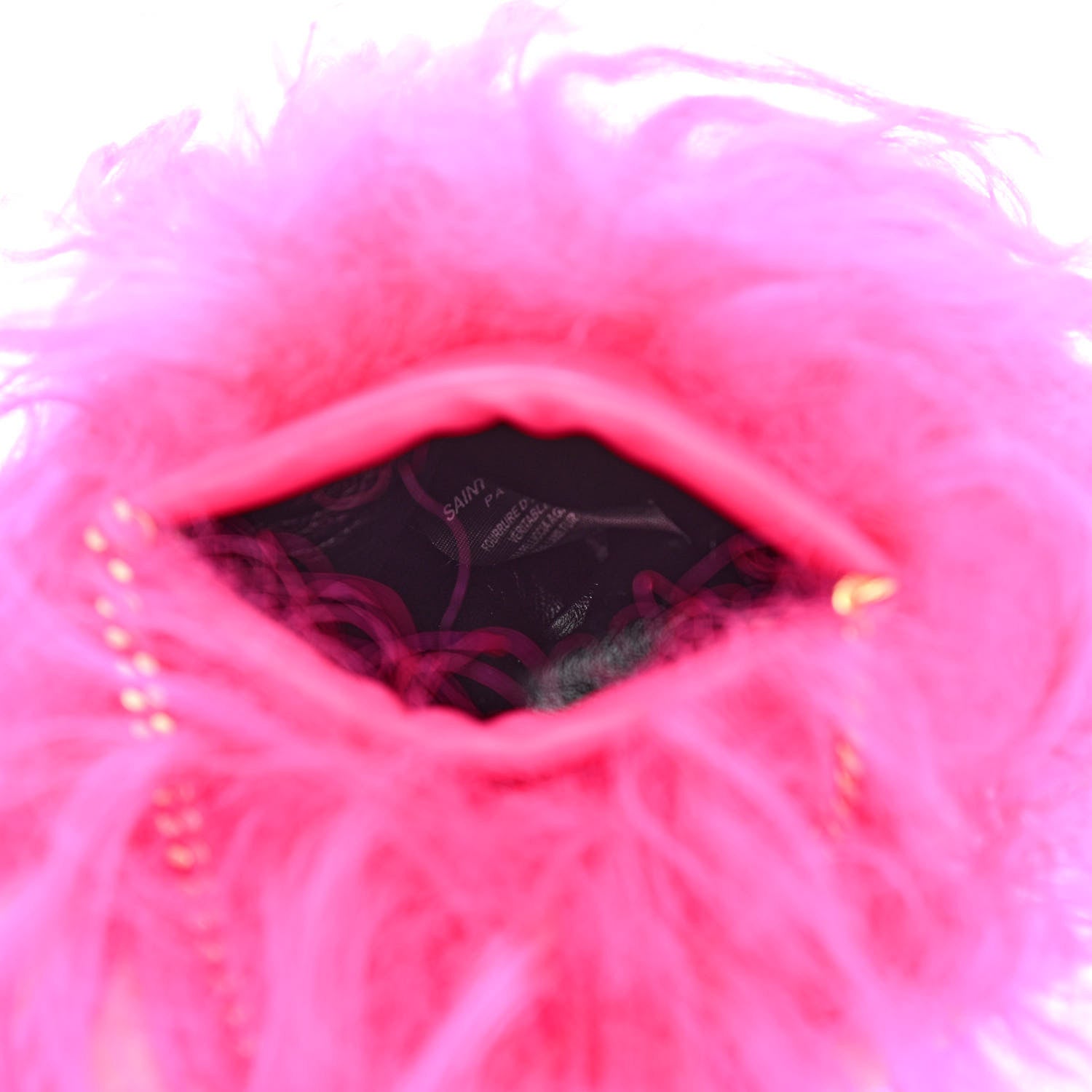 Saint Laurent Fur Mini Pac Pac Pouch On Chain Fuchsia 6 of 12