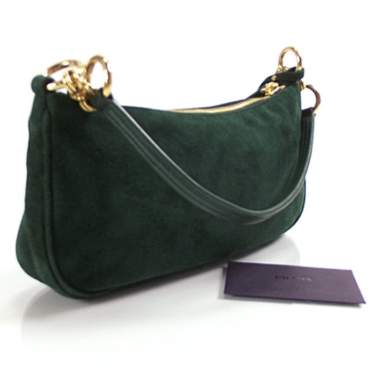 Suede Tassel Pochette Evening Bag Green