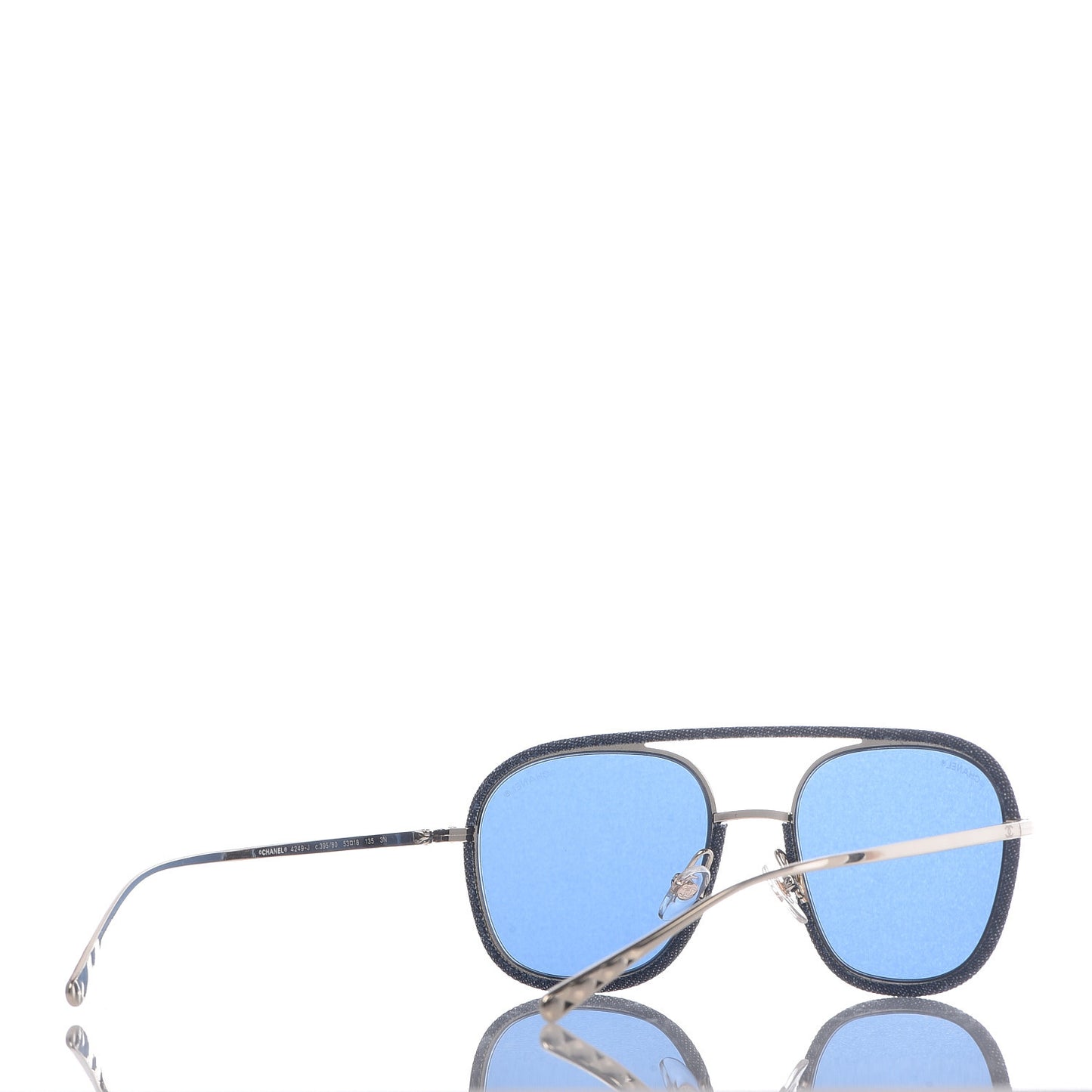 Metal Denim Pilot Sunglasses 4249-J Gold Dark Blue