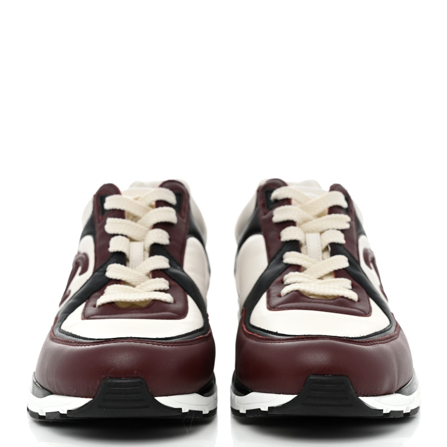 Chanel Calfskin CC Sneakers 39 Burgundy White 2 of 8