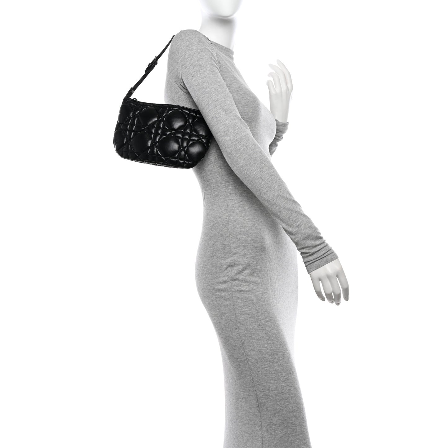 Calfskin Macrocannage Mini Dior Caro Tulip Bag Black