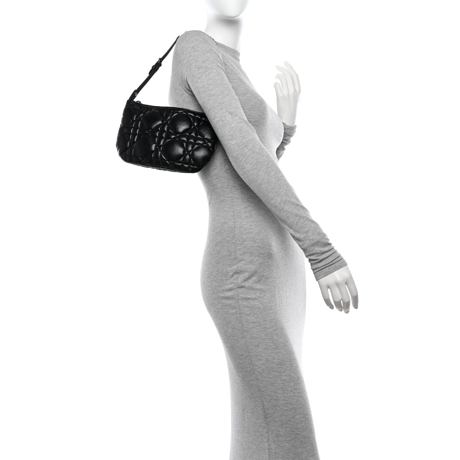 Christian Dior Calfskin Macrocannage Mini Dior Caro Tulip Bag Black 2 of 11