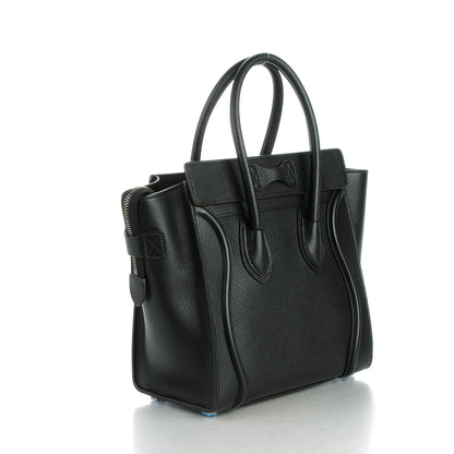 Celine Drummed Calfskin Micro Luggage Black 3 of 7