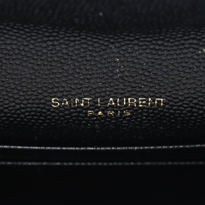 Saint Laurent Grain De Poudre Matelasse Chevron Small Monogram Envelope Wallet Black 6 of 6
