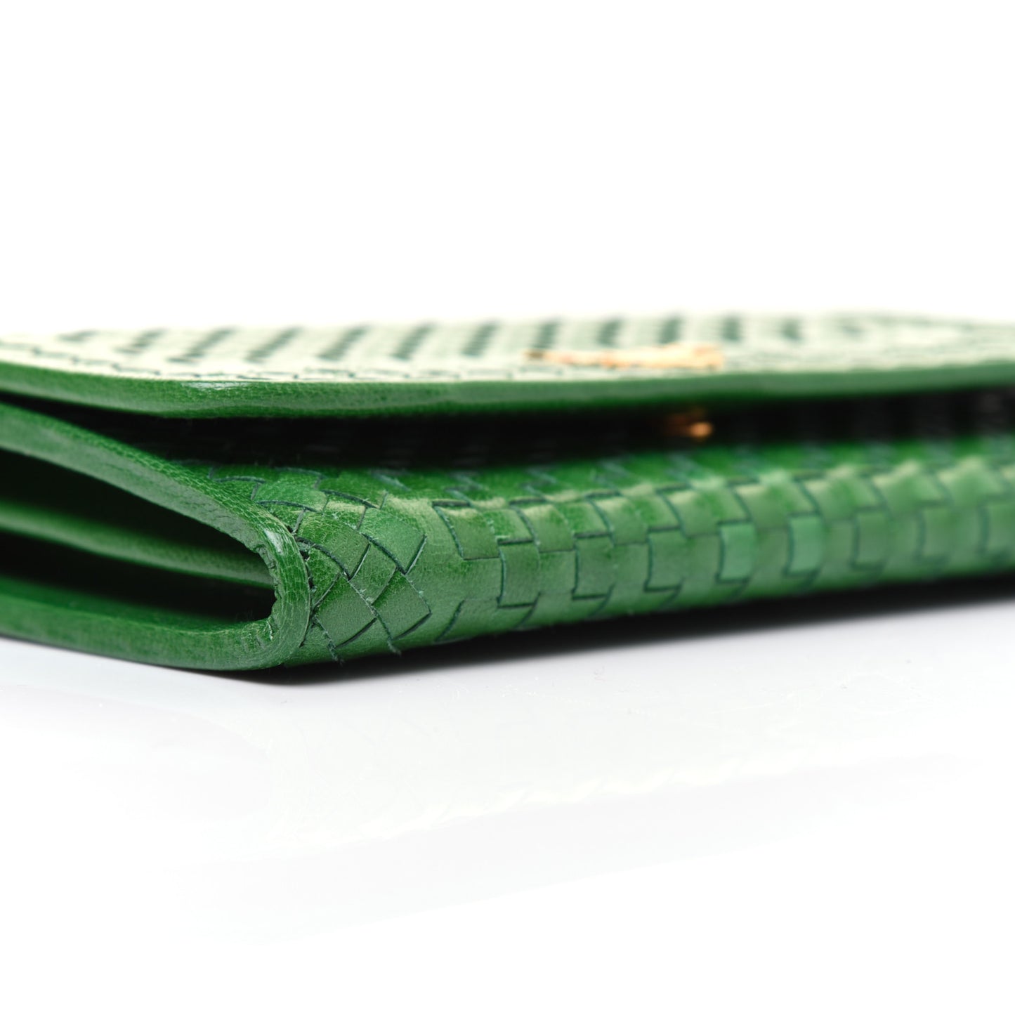 Goatskin Woven Wristlet Wallet Verde