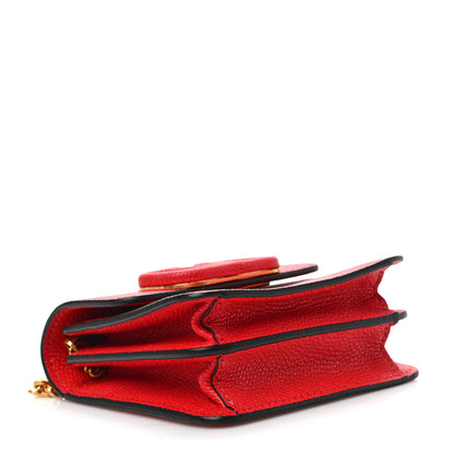 Valentino Garavani Grainy Calfskin VLogo Compact Wallet with Chain Rouge Pur 4 of 8