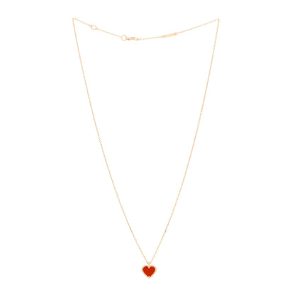 Van Cleef & Arpels 18K Rose Gold Carnelian Sweet Alhambra Heart Pendant Necklace 2 of 5