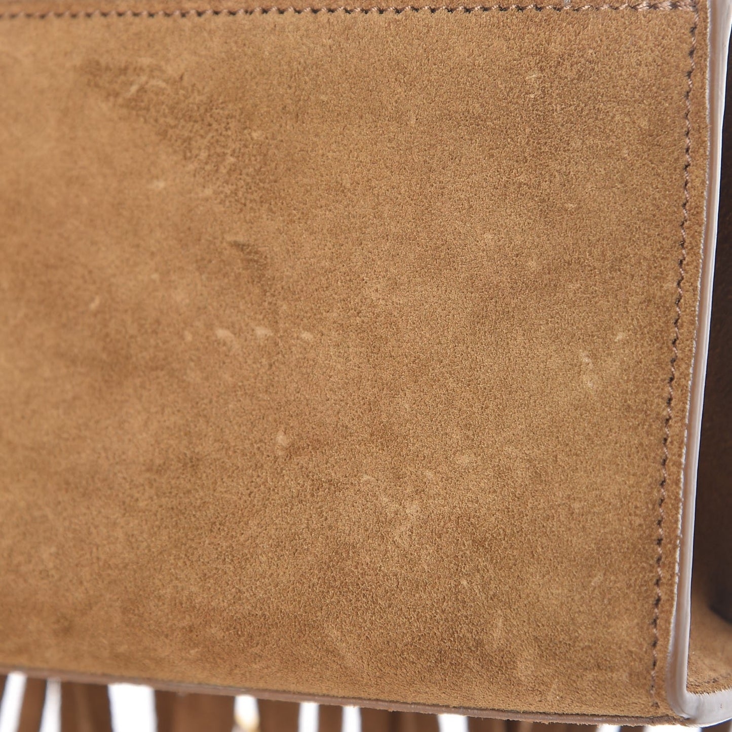 Suede Fringe Baby Monogram Satchel Light Ocre