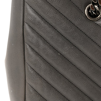 Saint Laurent Sheepskin Matelasse Chevron Large Monogram Shopping Bag Light Coal 11 of 11